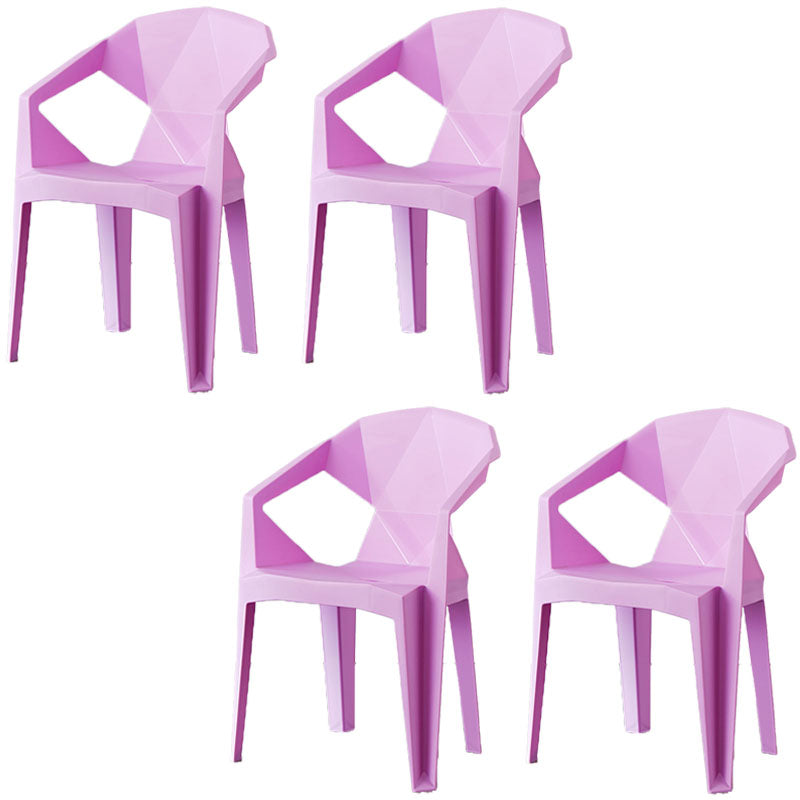 Chaises de salle à manger de style contemporain Chaises d'appoint avec accoudoirs en plastique pour cuisine (Ensemble de 4)