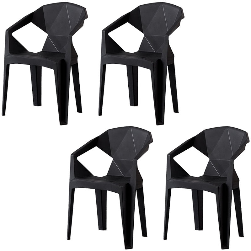 Chaises de salle à manger de style contemporain Chaises d'appoint avec accoudoirs en plastique pour cuisine (Ensemble de 4)