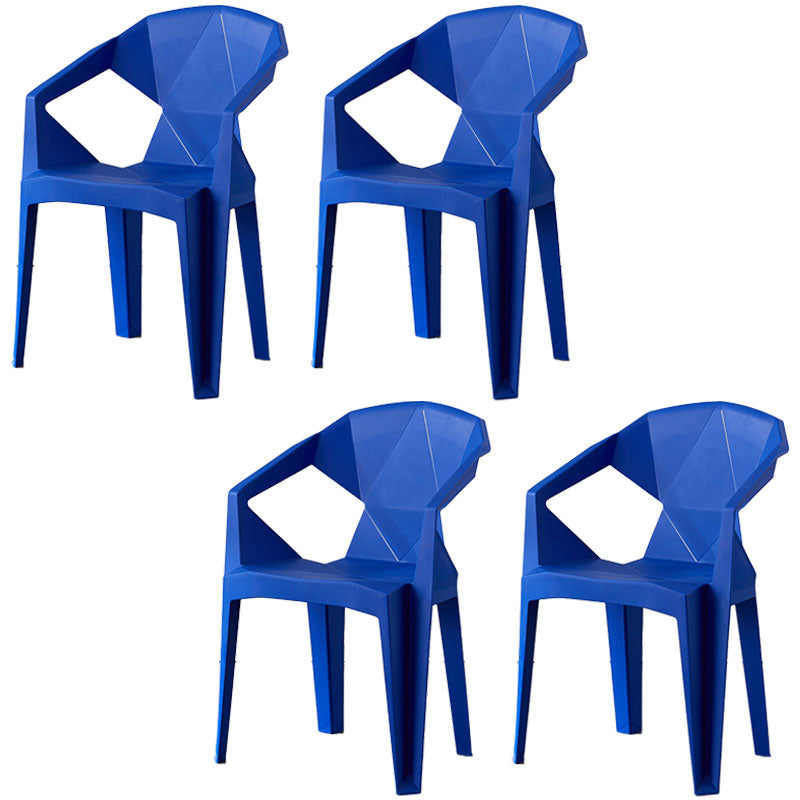 Chaises de salle à manger de style contemporain Chaises d'appoint avec accoudoirs en plastique pour cuisine (Ensemble de 4)