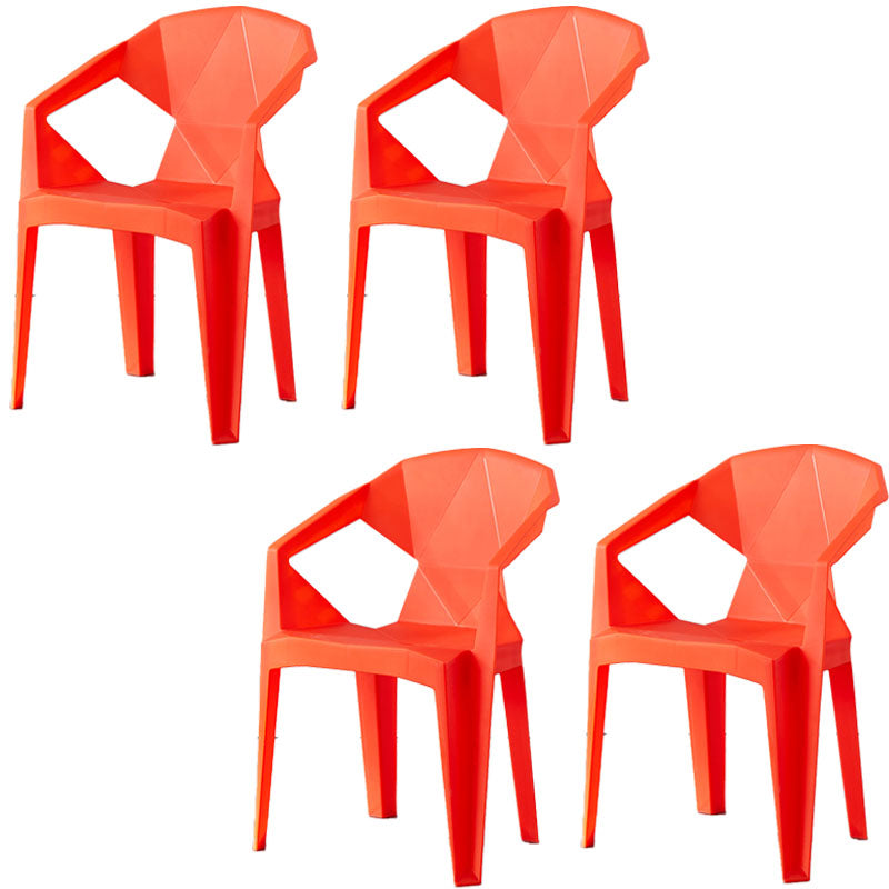 Chaises de salle à manger de style contemporain Chaises d'appoint avec accoudoirs en plastique pour cuisine (Ensemble de 4)