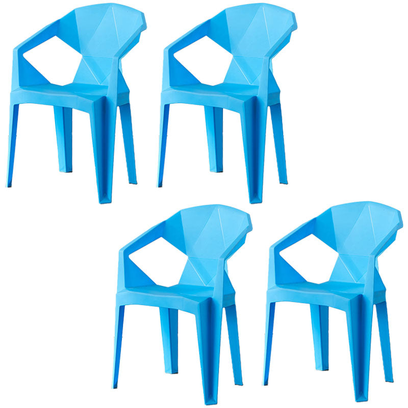 Chaises de salle à manger de style contemporain Chaises d'appoint avec accoudoirs en plastique pour cuisine (Ensemble de 4)