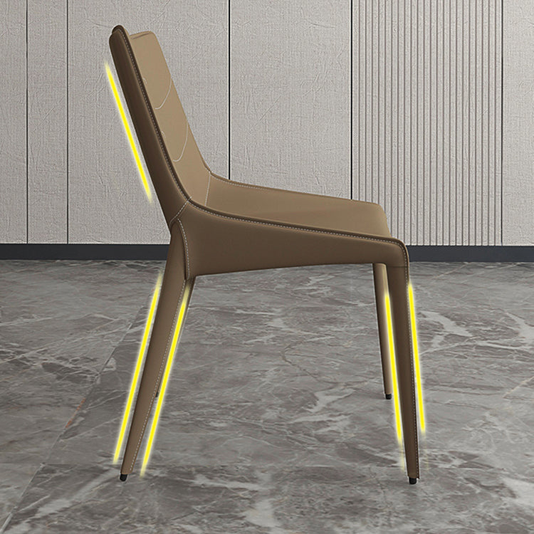 Minimalist Style Leather Dining Arm Chairs Solid Back Dining Side Chair (Set of 2)