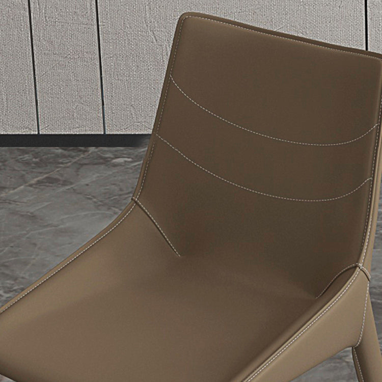 Minimalist Style Leather Dining Arm Chairs Solid Back Dining Side Chair (Set of 2)