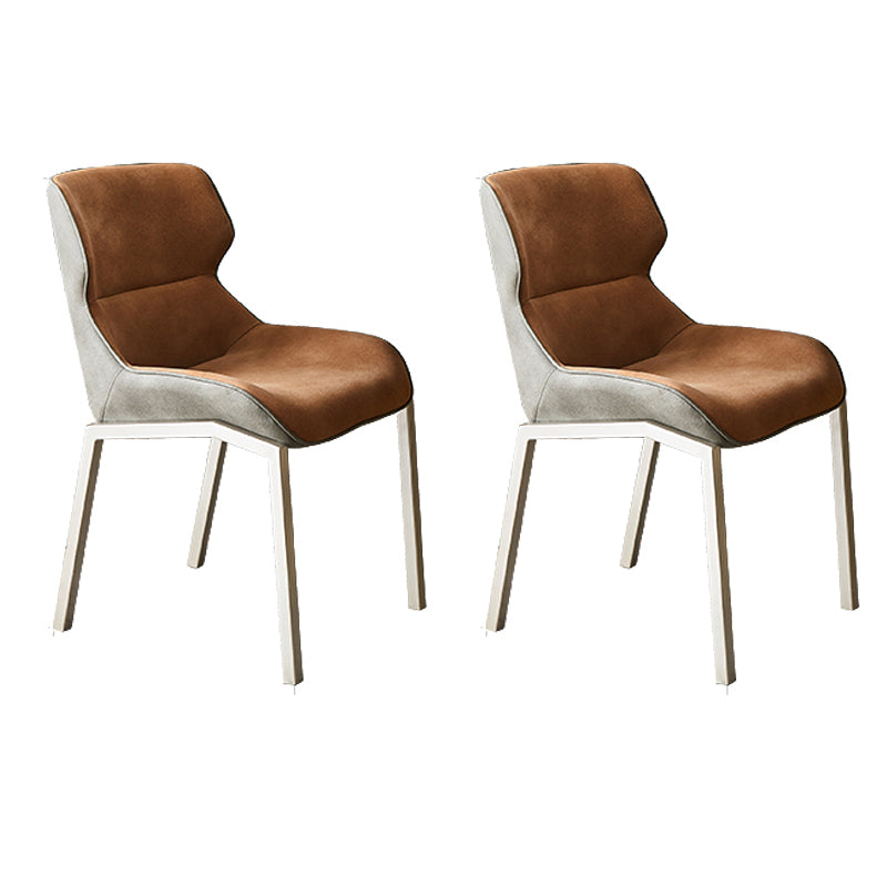 Minimalist Style Dining Arm Chairs Faux Leather Wingback Parsons Chairs (Set of 2)