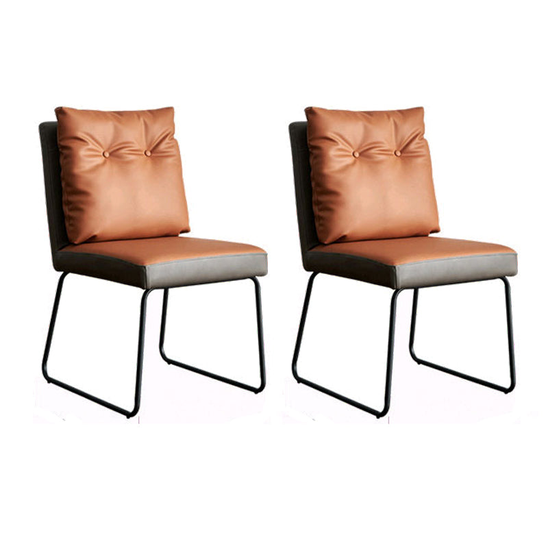 Chaise d'appoint industrielle d'intérieur Chaise de salle à manger rembourrée en métal à dossier solide (Ensemble de 2)