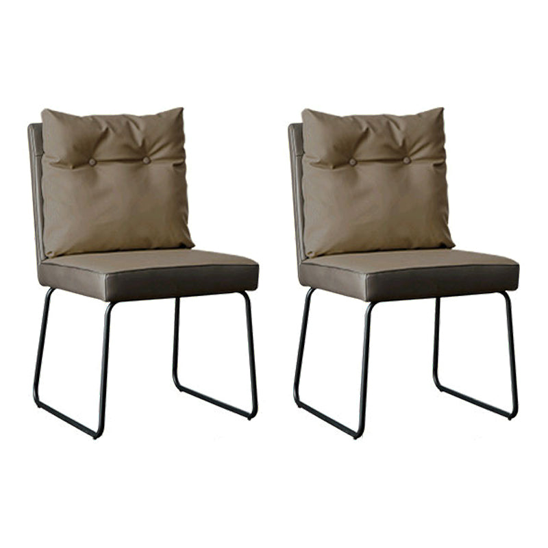 Chaise d'appoint industrielle d'intérieur Chaise de salle à manger rembourrée en métal à dossier solide (Ensemble de 2)