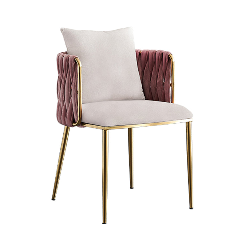 Minimalist Style Arm Chair Upholstered Barrel Back Single Dining Chair for Home Use