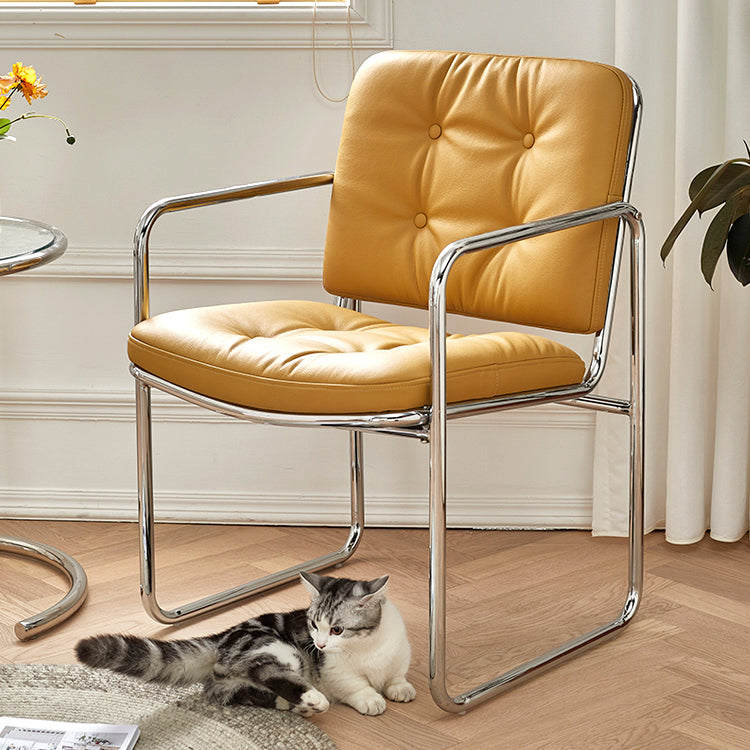 Minimalist Style Upholstered Arm Dining Chairs Solid Back Dining Side Chairs