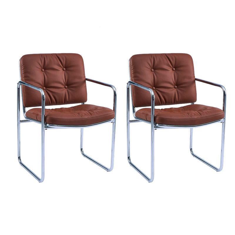 Minimalist Style Upholstered Arm Dining Chairs Solid Back Dining Side Chairs