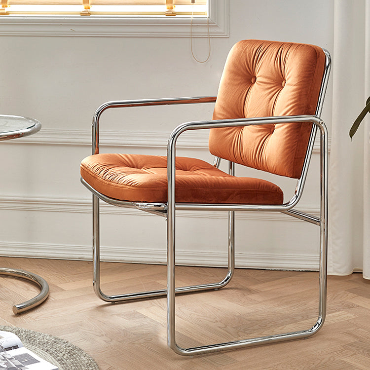 Minimalist Style Upholstered Arm Dining Chairs Solid Back Dining Side Chairs