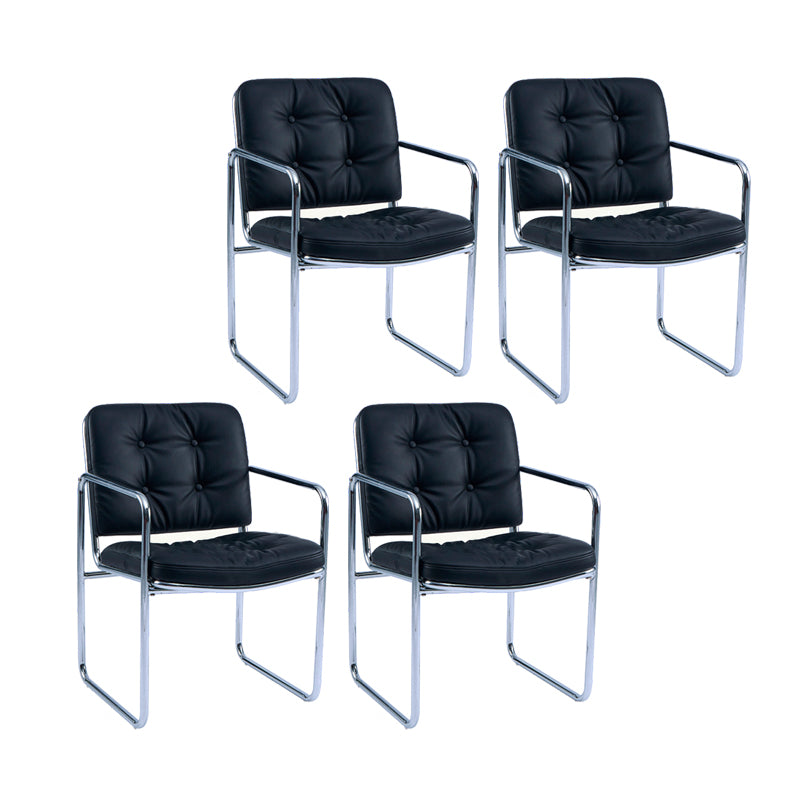 Minimalist Style Upholstered Arm Dining Chairs Solid Back Dining Side Chairs