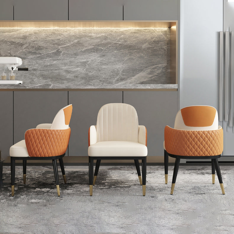 Minimalist Style Solid Back Dining Side Chairs Leather Dining Chairs for Kitchen
