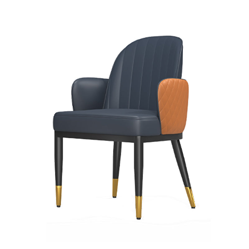 Minimalist Style Solid Back Dining Side Chairs Leather Dining Chairs for Kitchen