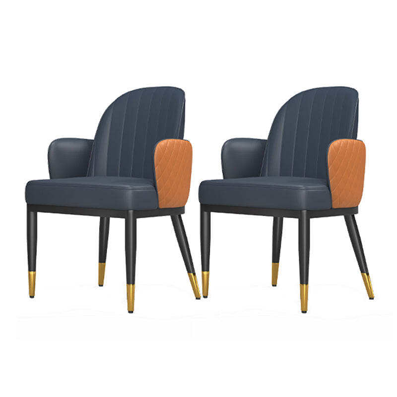 Minimalist Style Solid Back Dining Side Chairs Leather Dining Chairs for Kitchen