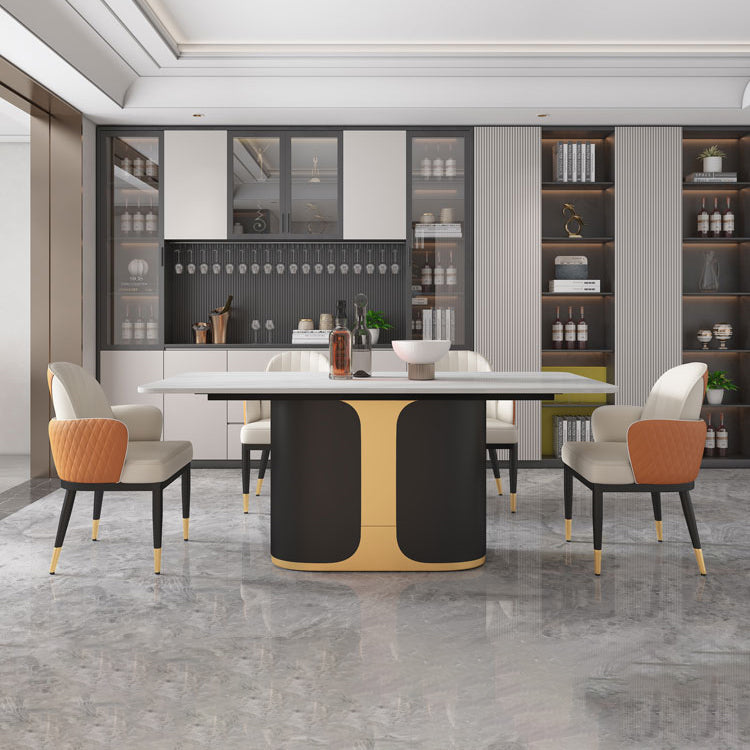 Minimalist Style Solid Back Dining Side Chairs Leather Dining Chairs for Kitchen