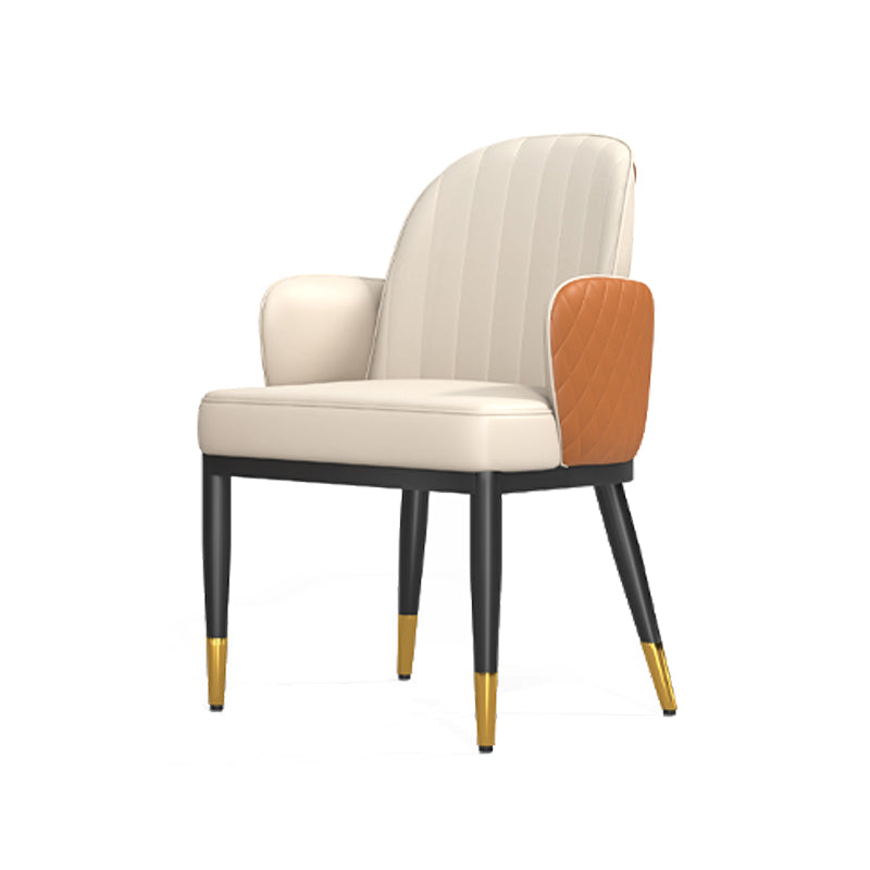 Minimalist Style Solid Back Dining Side Chairs Leather Dining Chairs for Kitchen