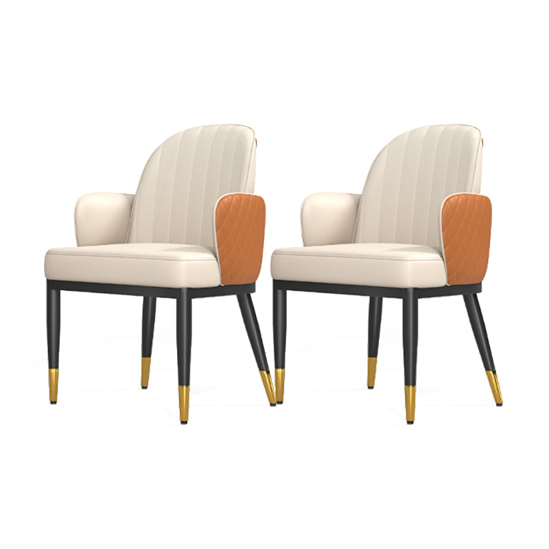 Minimalist Style Solid Back Dining Side Chairs Leather Dining Chairs for Kitchen