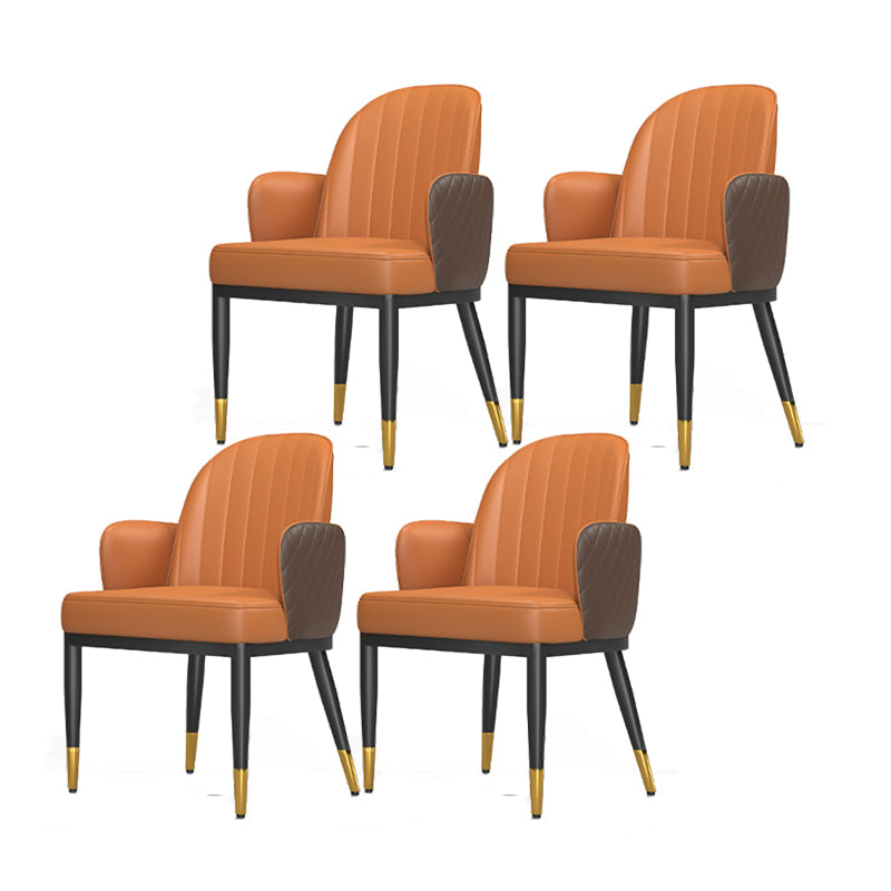 Minimalist Style Solid Back Dining Side Chairs Leather Dining Chairs for Kitchen