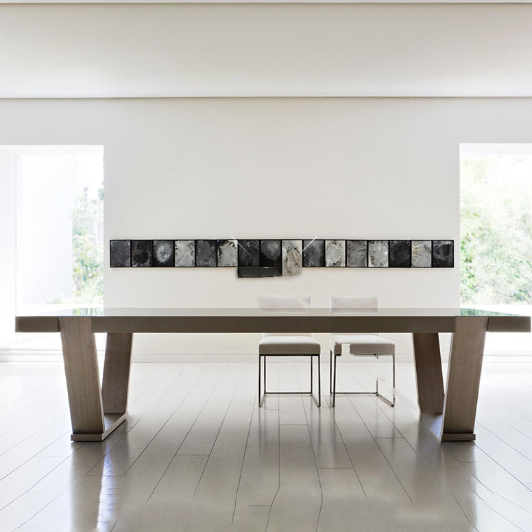 Solid Wood Contemporary Rectangle Table Wood Top Table with Sled Base