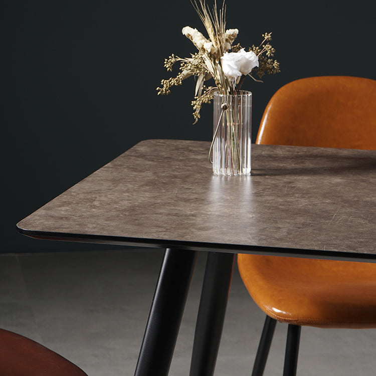 Mesa de comedor de estilo industrial Mesa de comedor marrón 4 patas con marco negro