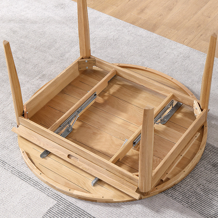 Round Dining Site Table Simple Style Solid Wood Furniture with Drop Leaf