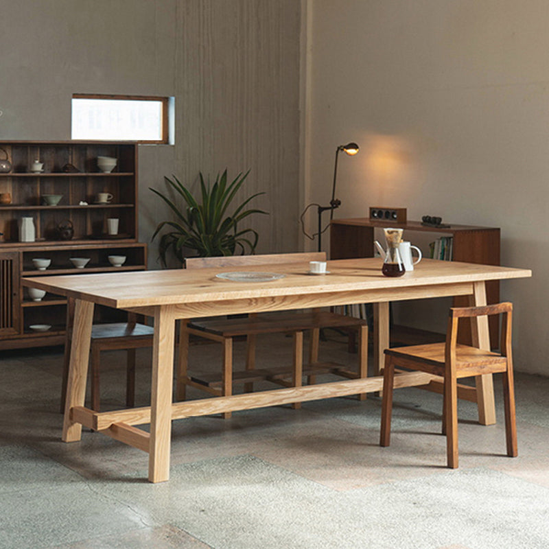 Mesa de madera moderna para mesa de comedor rectangular de restaurantes con base de caballete