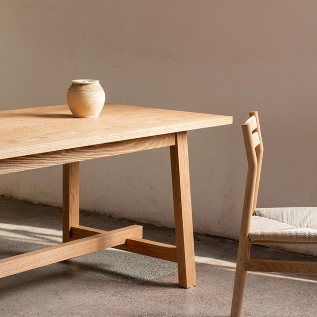 Mesa de madera moderna para mesa de comedor rectangular de restaurantes con base de caballete