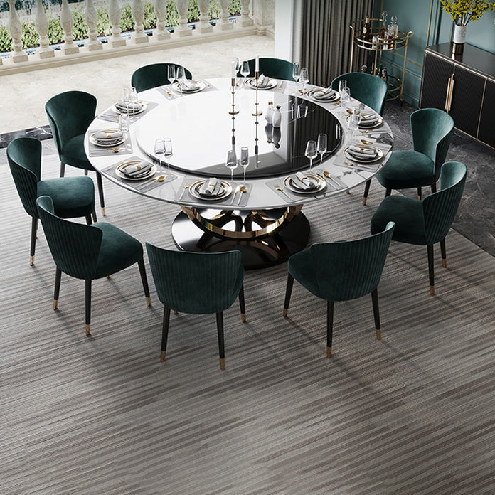 Ronde marmeren eettafel traditionele luxe eetkamercollectie met voetstukbasis
