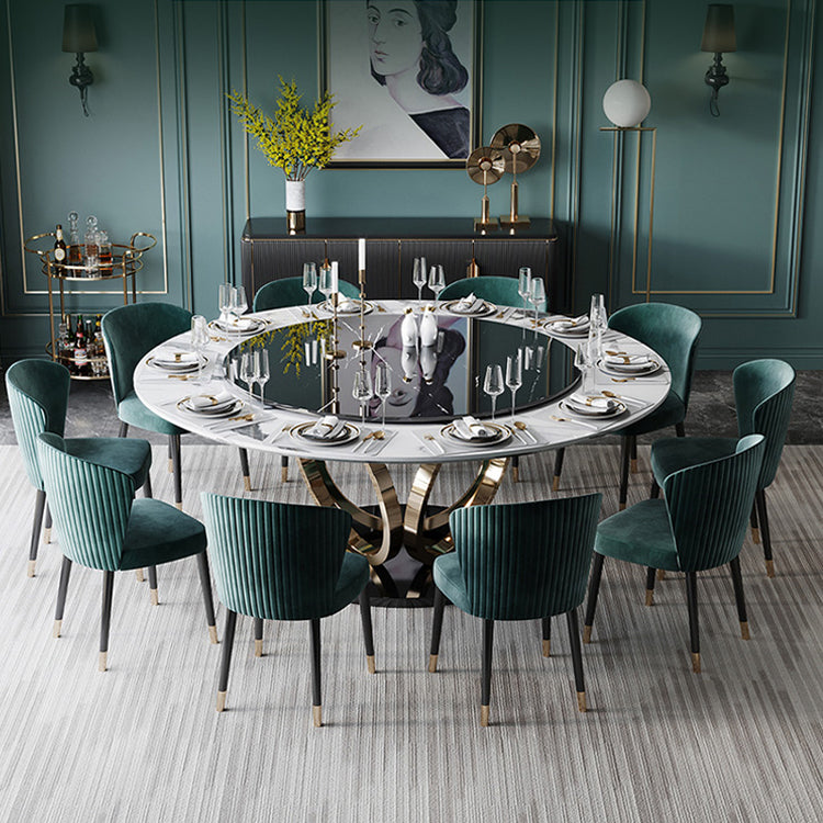 Ronde marmeren eettafel traditionele luxe eetkamercollectie met voetstukbasis