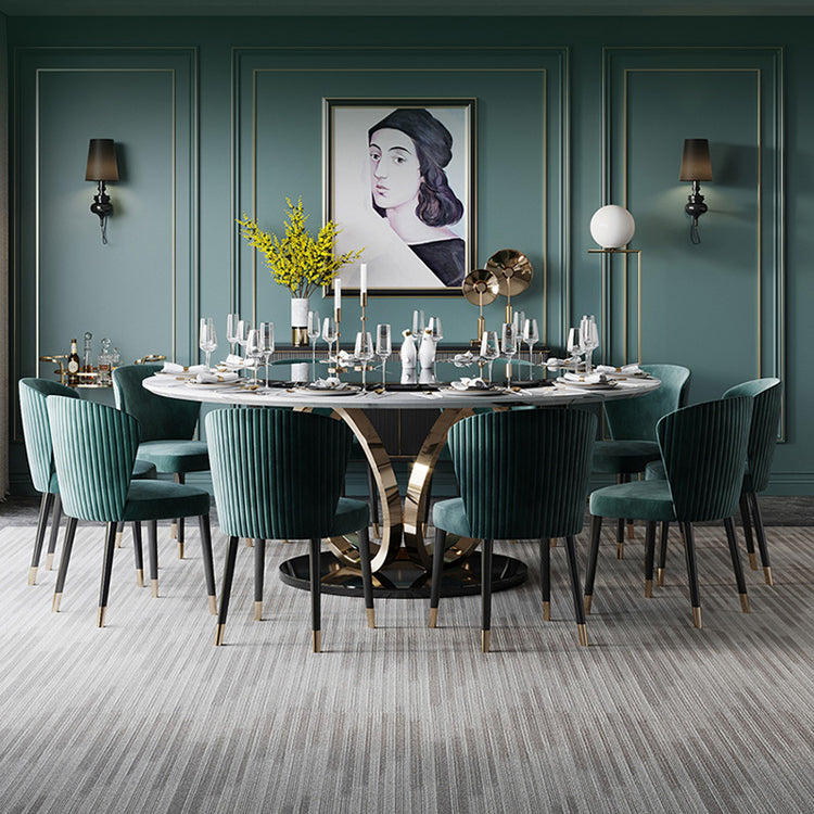 Ronde marmeren eettafel traditionele luxe eetkamercollectie met voetstukbasis