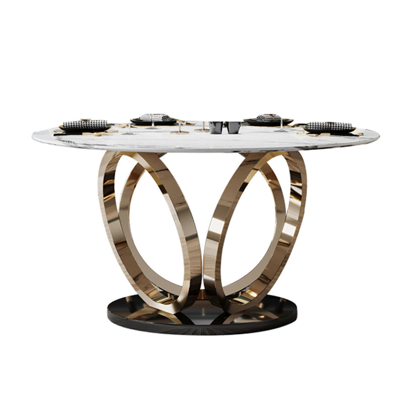 Ronde marmeren eettafel traditionele luxe eetkamercollectie met voetstukbasis
