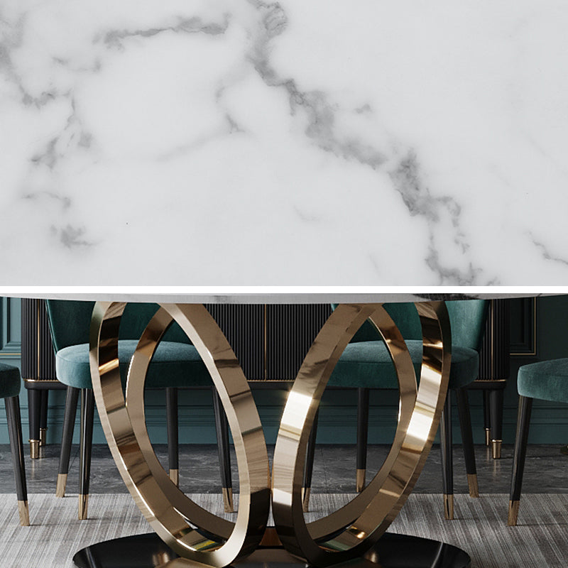 Ronde marmeren eettafel traditionele luxe eetkamercollectie met voetstukbasis