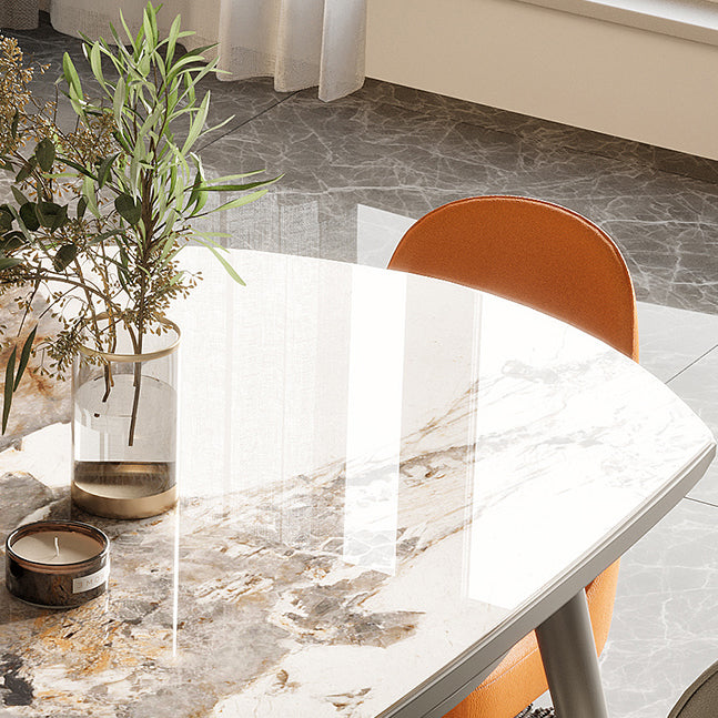 Modern Gray Round Shape Table Sintered Stone Kitchen Dining Table with 4 Legs Base