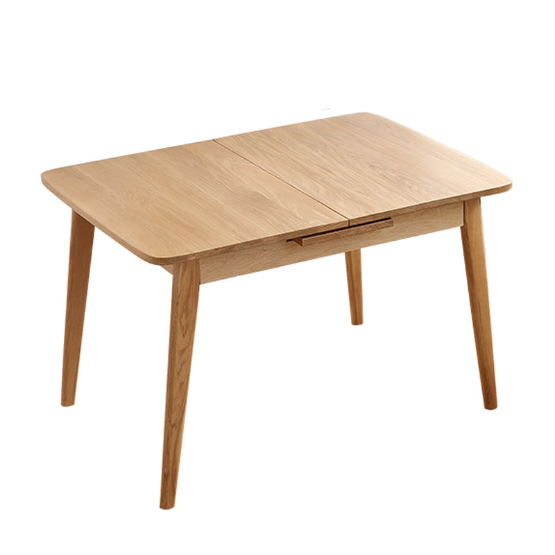 Extendable Rectangle Dining Table for Restaurant Modern Oak Wood Table with 4 Legs