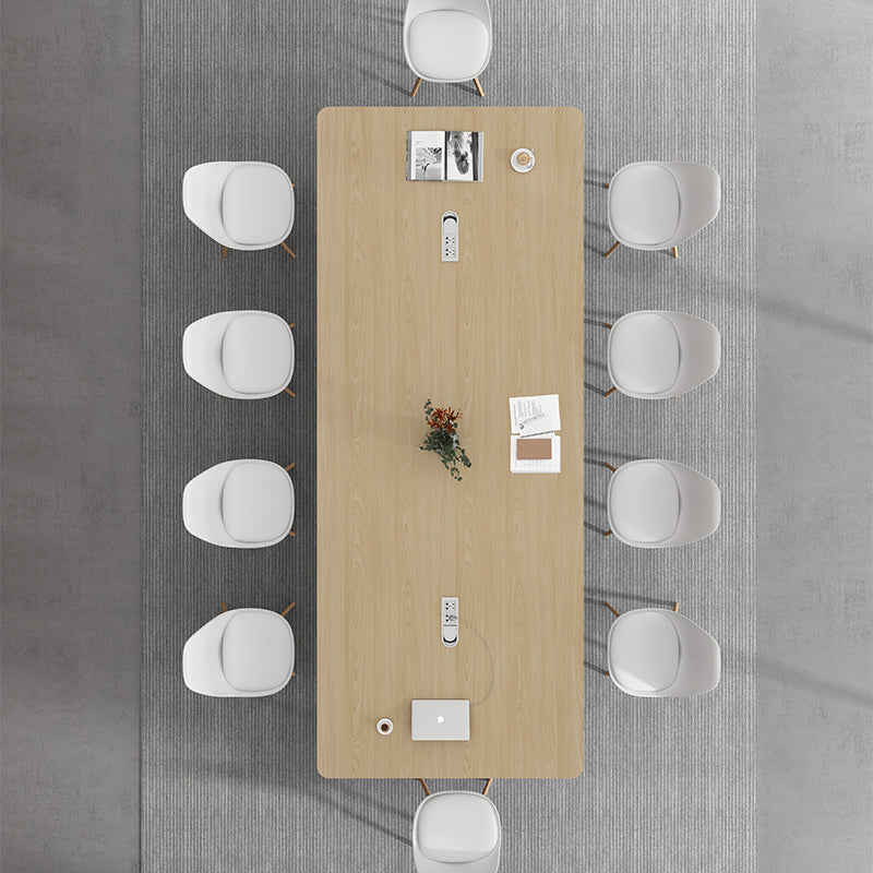 Solid Wood Contemporary Rectangle Table Wood Top Table with 4 Legs