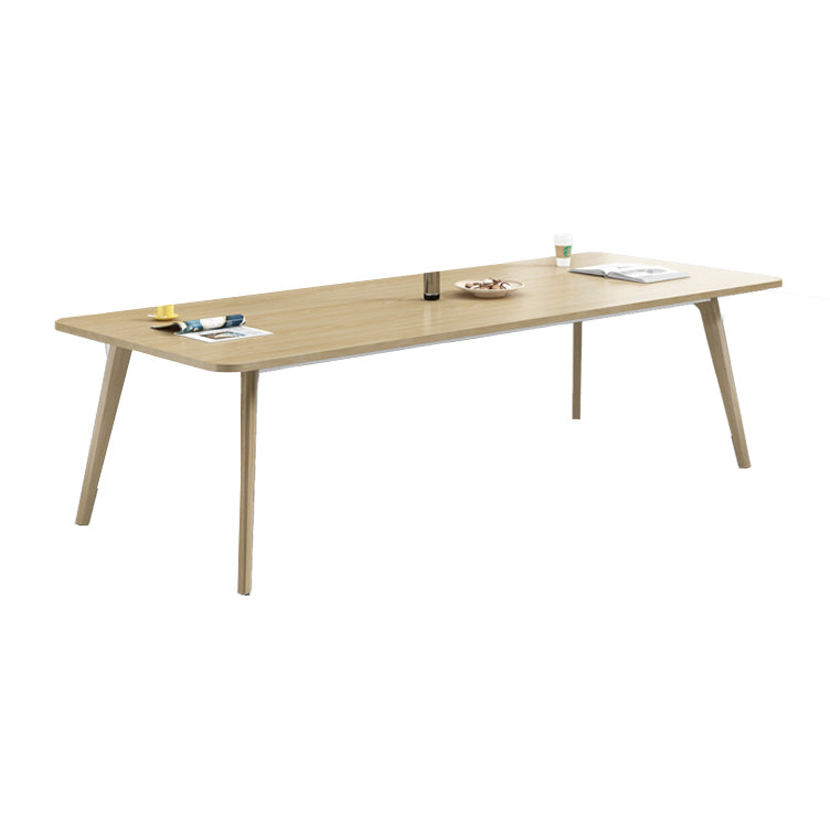 Solid Wood Contemporary Rectangle Table Wood Top Table with 4 Legs