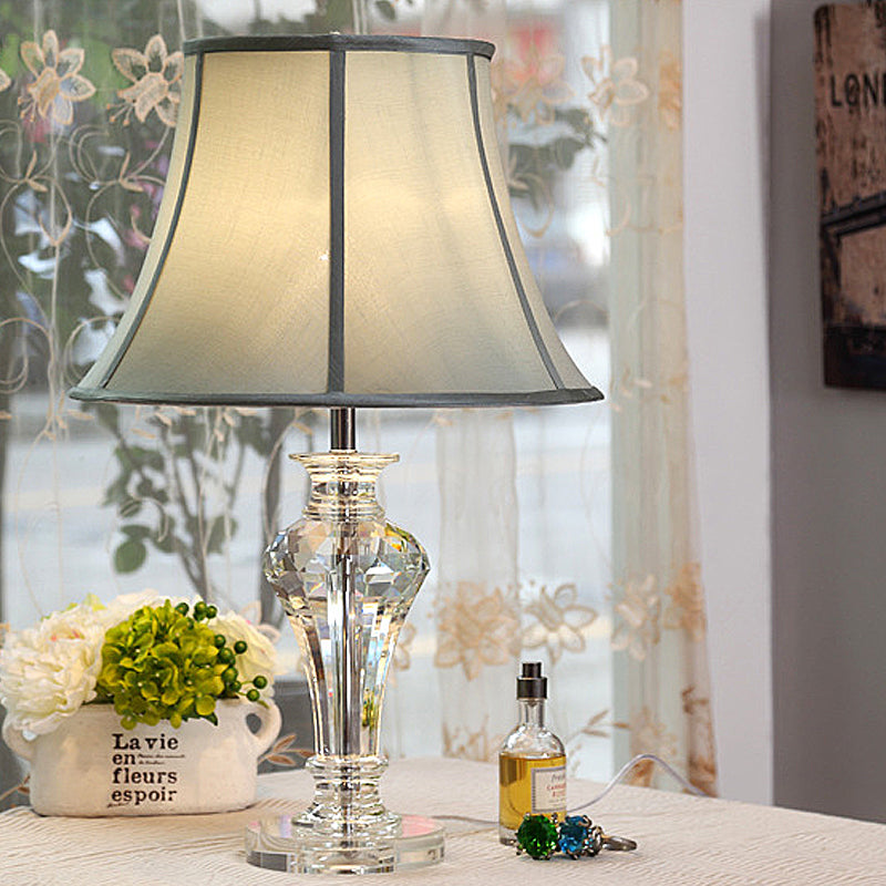 Lampada da tavolo a forma di vaso moderno cristallo smusso 1 head blu lettura luce, 21,5 "/23" di lunghezza