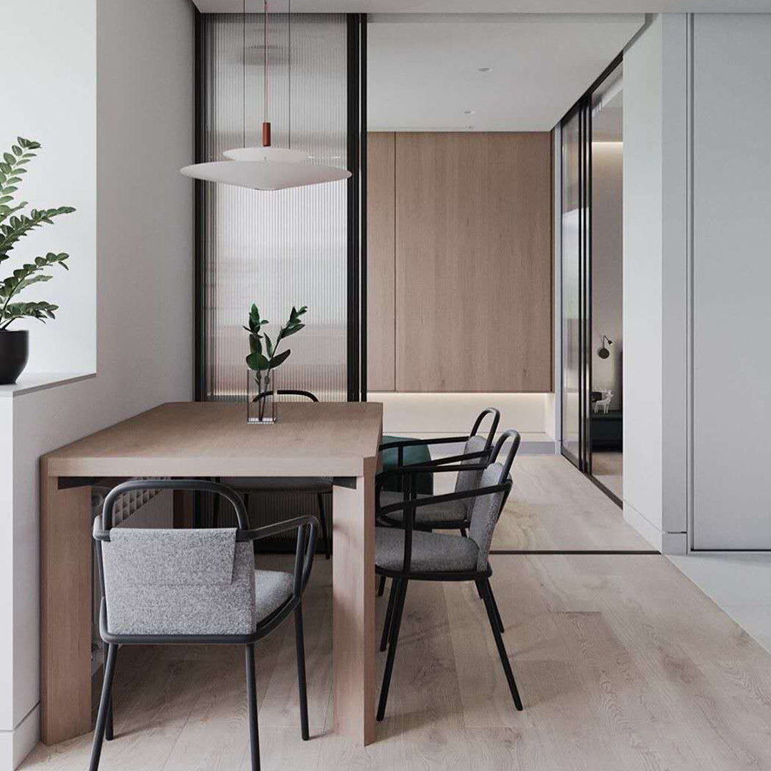 Mesa rectangular contemporánea de madera maciza, mesa de comedor con tapa de madera y 4 patas