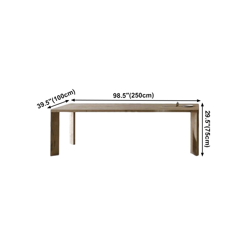 Mesa rectangular contemporánea de madera maciza, mesa de comedor con tapa de madera y 4 patas
