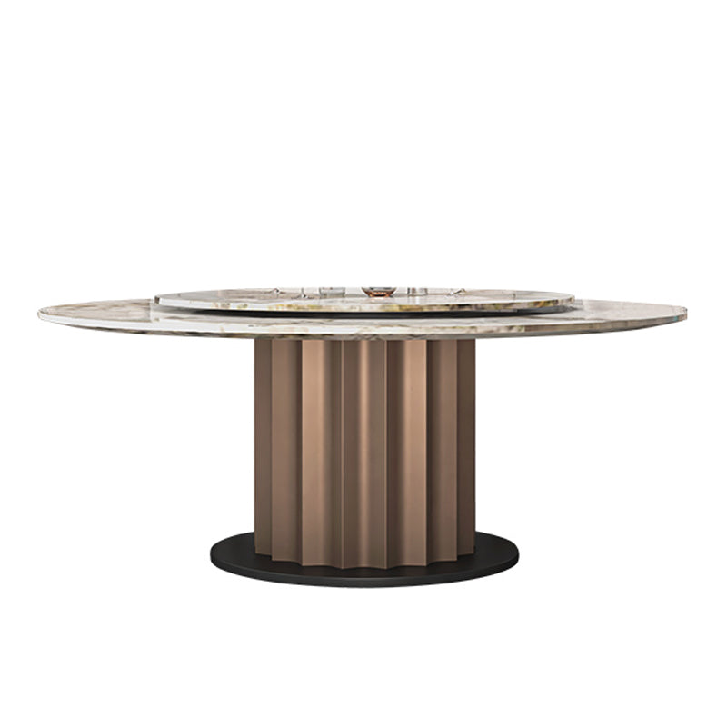 Round Pedestal Dinner Table Traditional Luxury Marble Dining Table for Indoor