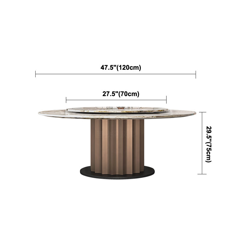 Round Pedestal Dinner Table Traditional Luxury Marble Dining Table for Indoor