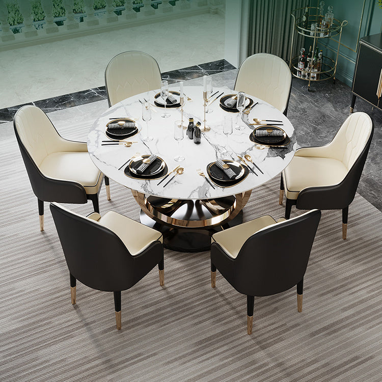 Mesa de comedor de pedestal redondo mesa de mármol de lujo tradicional para el hogar