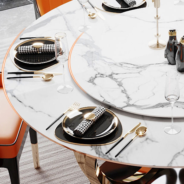 Mesa de comedor de pedestal redondo mesa de mármol de lujo tradicional para el hogar
