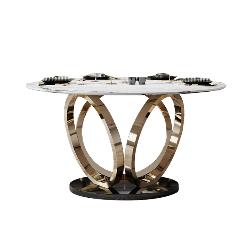 Mesa de comedor de pedestal redondo mesa de mármol de lujo tradicional para el hogar