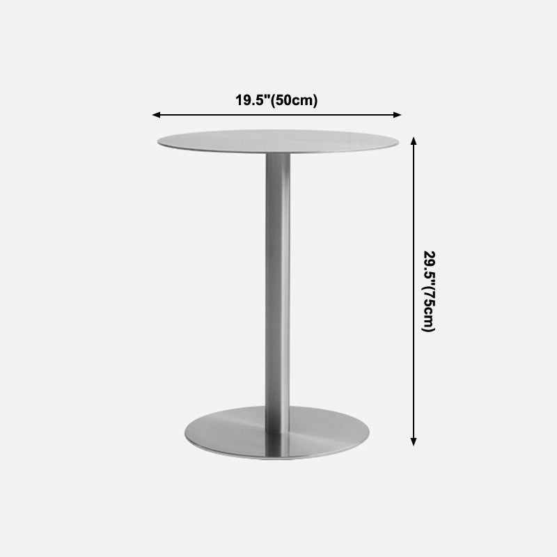 Metal Industrial Dining Table Stainless Steel Top Table with Pedestal Base