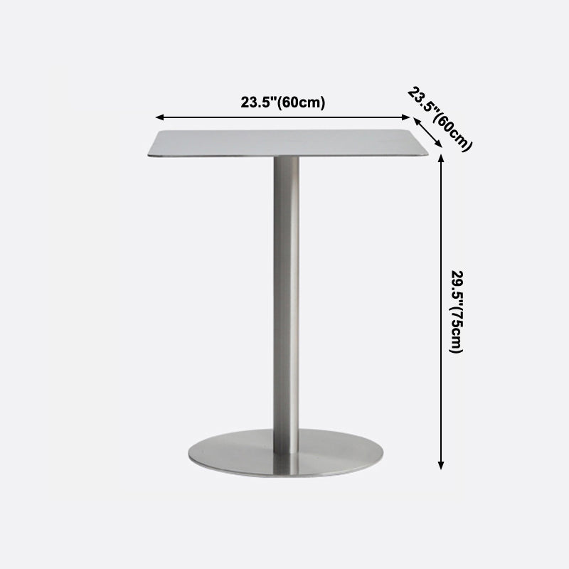 Metal Industrial Dining Table Stainless Steel Top Table with Pedestal Base