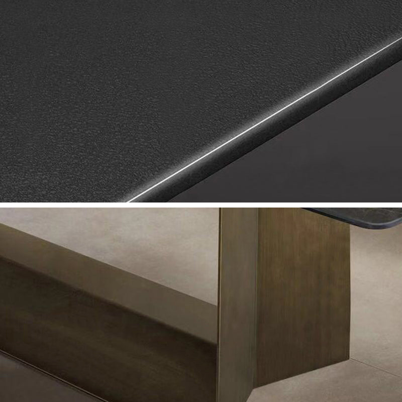 Industrial Sintered Stone Dining Table Rectangle Shape Standard Dining Table for Kitchen