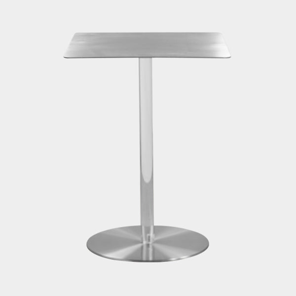 Metal Industrial Dining Table Stainless Steel Top Dining Table with Pedestal Base