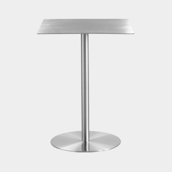 Metal Industrial Dining Table Stainless Steel Top Dining Table with Pedestal Base