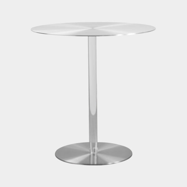 Metal Industrial Dining Table Stainless Steel Top Dining Table with Pedestal Base
